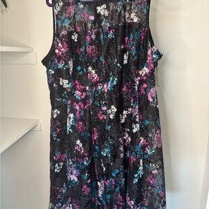 Lane Bryant Black Floral Midi Dress NWT
